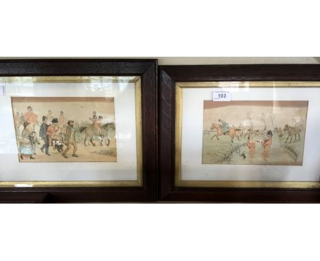 ten assorted prints to include four humorous hunting examples, Baxter style examples etc.  