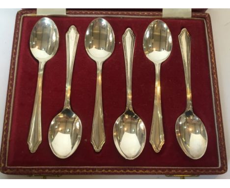 A cased set of Birmingham hallmarked silver tea spoons.