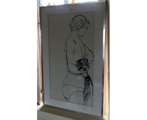 Julia Midgley (Cheshire Artist, 20th/21st Century) - 'Annie from Exeter', a nude study, ink sketch, bears gallery label verso