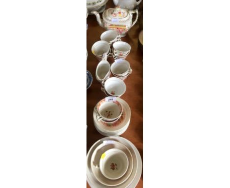 A 19th Century possibly Newhall porcelain twenty seven piece tea service, decorated with Oriental figures in landscape.
