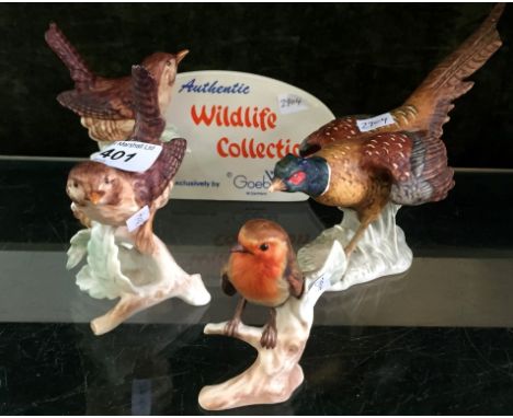 A collection of Goebel bird figures to include the authentic wildlife collection ceramic presentation plaque (4).