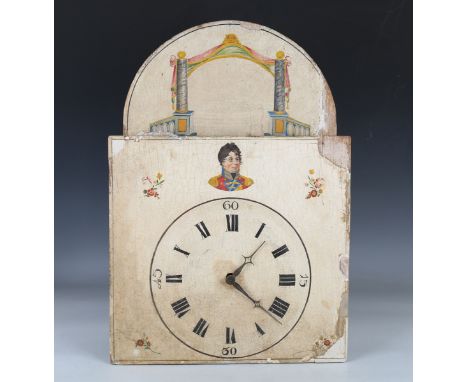 A 19th century Black Forest musical organ wall clock with weight driven movement striking on a bell and barrel/cylinder music