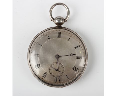 A George IV silver cased keywind open-faced gentleman's pocket watch, the signed gilt movement with duplex escapement, detail