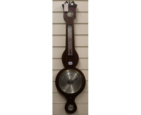 A Regency mahogany wheel barometer, H.98cm