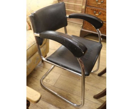 An Art Deco leather and chrome chair