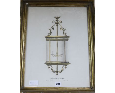 J.Vincent lithograph of a lantern, 1869 48 x 36cm