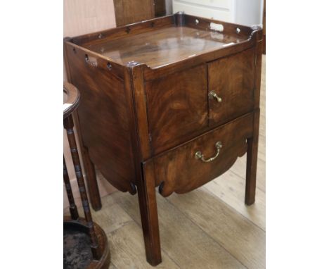 A George III mahogany galleried top night commode, W.58cm