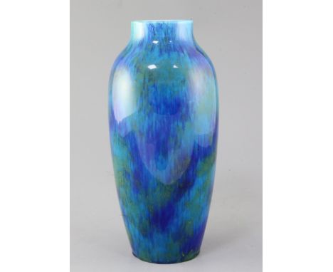 A French Art pottery ovoid vase, by Paul Milet, Sevres, early 20th century, decorated in mottled yellow, green and turquoise 