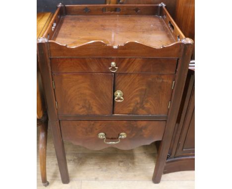 A George III mahogany galleried top night commode, W.54cm
