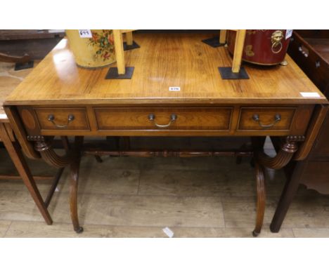 A Regency style banded mahogany sofa table, W.95cm