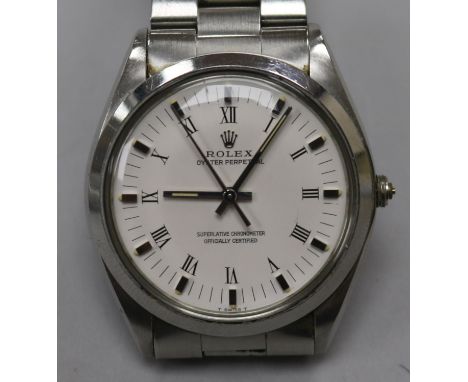 A gentleman's early 1980's stainless steel Rolex Oyster Perpetual superlative chronometer wrist watch, with Roman dial, model
