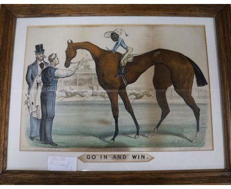 A Currier & Ives "Go In and Win" lithograph 23 x 34cm.