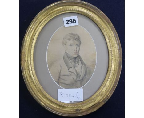 John Graham, watercolour, Self portrait, inscribed verso (in a modern hand), dated 1810, framed to the oval
