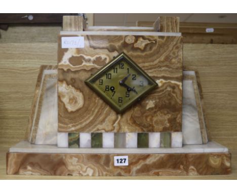 An Art Deco marble clock