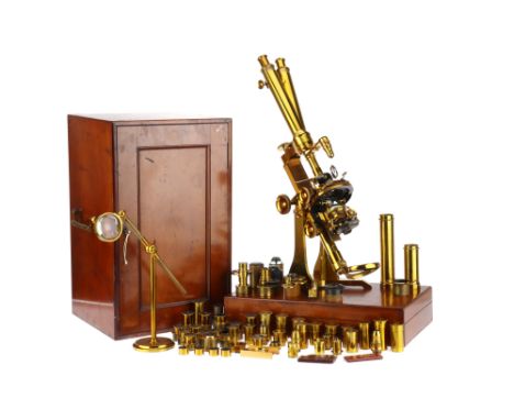 An Large &amp; Extensively Equipped Ross No.1 Binocular microscope Outfit English, c.1880, engraved to the rear of the large 