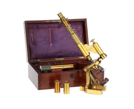 A Polarizing Microscope By Hartnack, French, c.1880, engraved to the sides of the limb 'E Hartnack Palace Dauphine, Paris', t