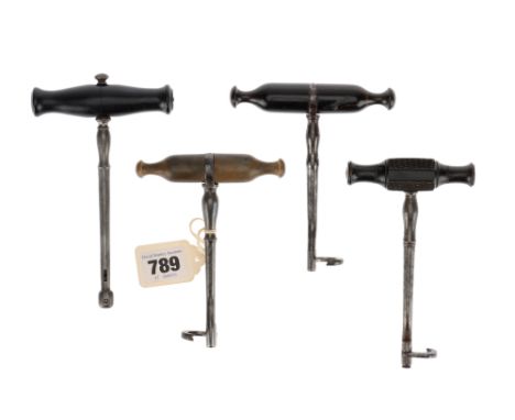 Four Dental Extractors, including: a French, 18th Century, maker’s mark indistinct … GOUR … AINE .., a Clef de Garengeot (too