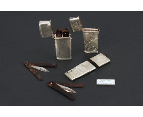 Three Silver Lancet Cases, a William IV silver lancet case, by Taylor &amp; Perry, Birmingham, 1832, engraved with quatrefoil