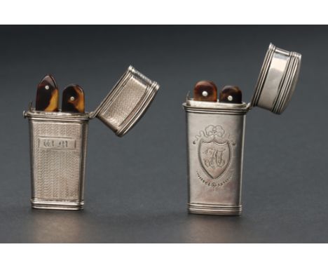 Two Silver Lancet Cases, one Victorian silver lancet case, maker’s mark rubbed, Birmingham, 1838, engraved W.M., with engine-