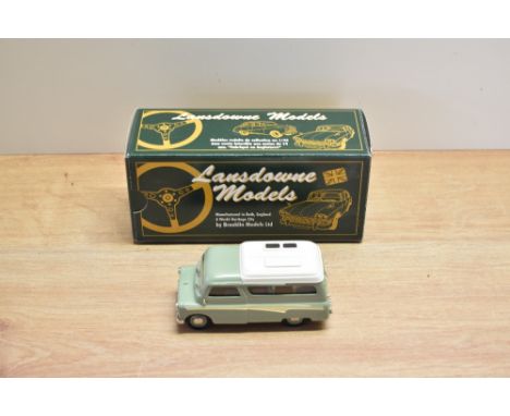 A Lansdowne Models (Brooklin Models) 1:43 scale white metal model, LDM 33 1960 Bedford Dormobile Romany-De-Luxe, Lime Green, 