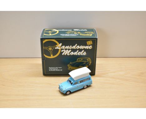 A Lansdowne Models (Brooklin Models) 1:43 scale white metal model, LDM 100a 1969 Austin A60 Suntor Camper Van, Turquoise, in 