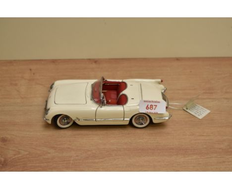 A 1989 Franklin Mint 1:24 scale Die-cast, 1953 Corvette with tag and certificates, in card box with polystyrene cradle