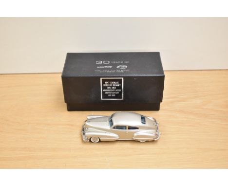 A Brooklin Models 1:43 scale white metal model, 30 Years of Brooklin Models, BRK 105X 1947 Cadillac Series 62 Sedanet, Silver