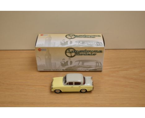 A Lansdowne Models (Brooklin Models) 1:43 scale white metal model, LDM 48a 1956 Hillman Minx Series I, Pearl Grey over April 