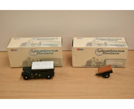 Two Lansdowne Models (Brooklin Models) 1:43 scale white metal models, LDM 40x Set 1965 Austin Gipsy Auxiliary Fire Service Co