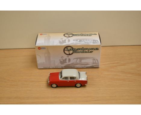 A Lansdowne Models (Brooklin Models) 1:43 scale white metal model, LDM 48x 1958 Hillman Jubilee Minx, Pearl Grey over Calypso