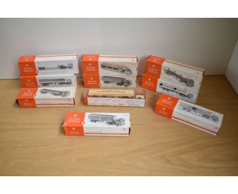 Ten VM Wiking Models HO Scale plastic Wagons, NR51 Truck Trailer with Pipes, NR 58 Car Transporter, 51 Scania Truck &amp; Tra