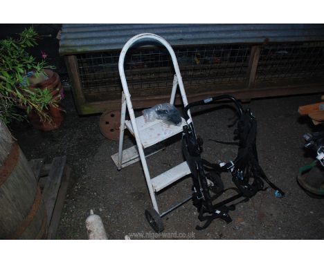 A folding step ladder/sack trolley and cycle carrier.