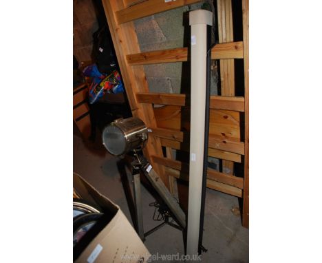 A car dog guard, modern tripod style lamp and floppy disc case.