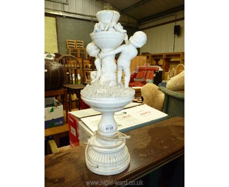 A ceramic table lamp, a/f., 19" tall.