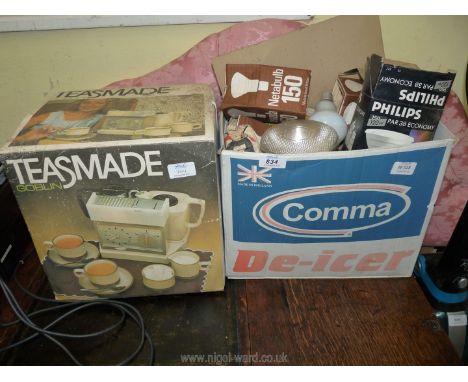Quantity of light bulbs, car lights, Teasmade etc.
