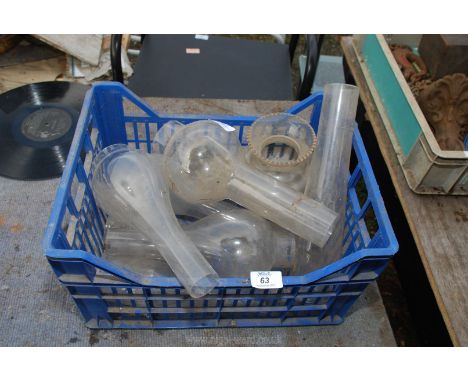 Quantity of glass oil lamp chimneys etc