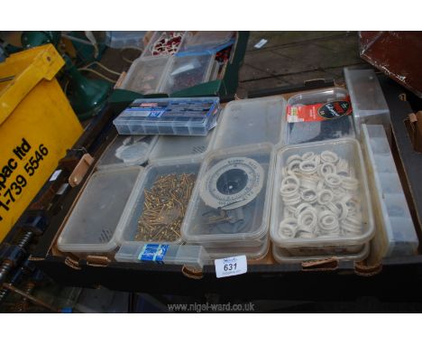 Quantity of brass nuts and bolts, heat shrink tubing, barometer parts etc.