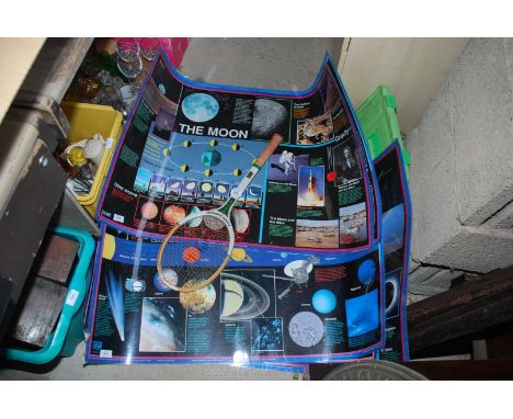 Five Exploring the Moon posters, Monopoly game, etc.