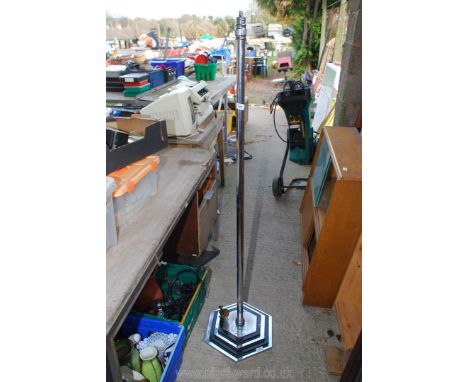 A chrome lamp base.