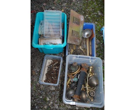 A quantity of brass lamp components, nuts &amp; bolts, etc.