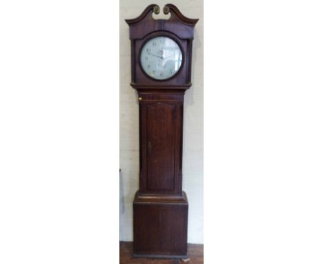 Late Georgian oak 30hr longcase clock by 'Foulks Bakewell' with weight and pendulum. Condition report: see terms and conditio