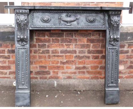 Reproduction cast iron Adam style cast iron fire surround, the mantel shelf is 142cm wide and the fire aperture is 92cm squar