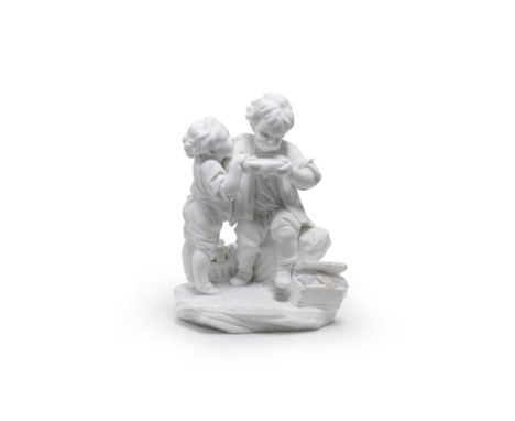 A Sèvres biscuit group of 'Les Buveurs de Lait', circa 1760Modelled by Étienne-Maurice Falconet after Boucher, a boy seated o