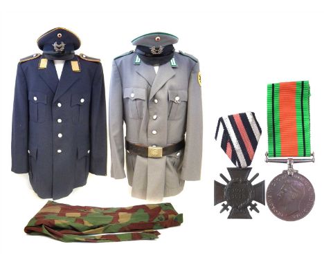 West German Army Panzer Grenadier Brigade tunic belt and cap , 46" chest post war Luftwaffe tunic and cap (badge loose), 44" 