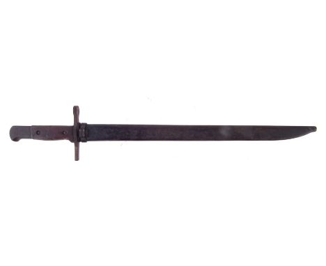 Japanese Type 30 Arisaka Bayonet and scabbard, Matsushita Kinzoku Arsenal marked, type four guard with flat base. 52.5cm long