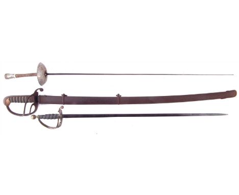 1822 pattern sword and scabbard, a rapier by Leon Paul and a dress or court sword by Joseph Starkey London, the largest item 