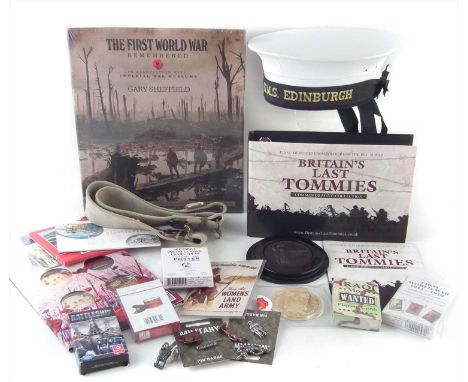 Collection of WWI and later memorabilia, to include The First World War Remembered box set by Gary Sheffield, Britains Last T