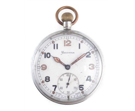 Helvetia Military watch, stamped with broad arrow, GSTP 622612. At the time of cataloguing the watch ticks, winds and adjusts