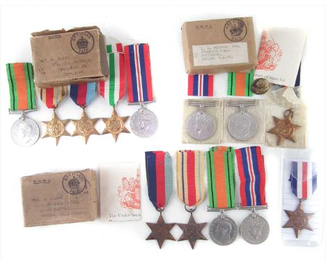 Three WWII Boxed medal sets, the first addressed to H. Jones issued by REME and RAVC to include Defence Medal, War Medal, 193