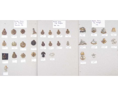 Thirty Three British Army cap badges, Infantry, Guards, and Services.